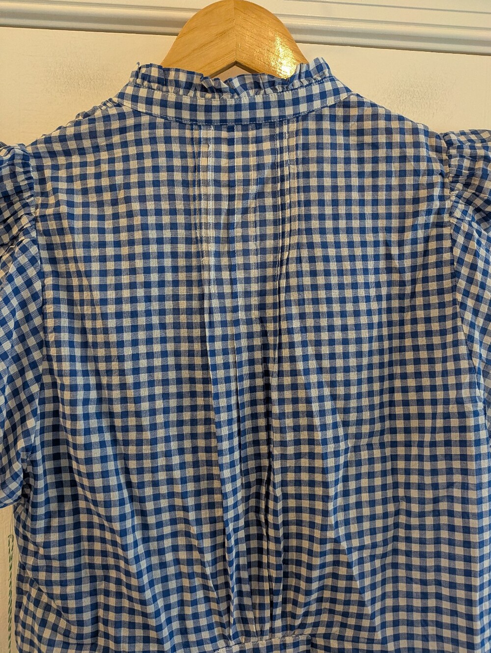 Trovata Birds of Paradise Marianne Shirt Gingham Button Up Blue White Size M NWT - Picture 9 of 16